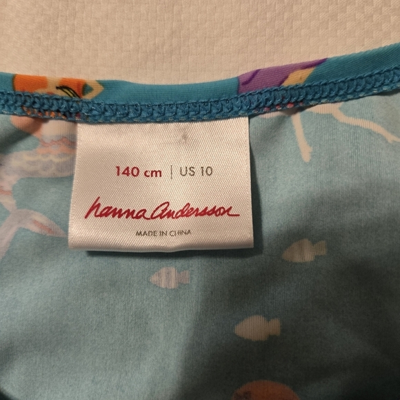 Hanna Andersson Sunblock Swim Dress Turquoise Sea Mermaid Print 10 - Picture 3 of 5